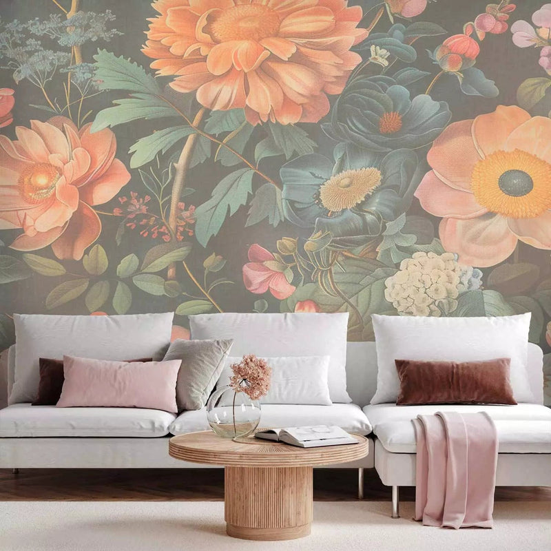 Wall Murals - elegant floral illustration on a dark background, 160786 G-ART