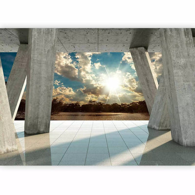 3D Wall Murals with a column view of the lake and sunset, 64867, buy G-Art