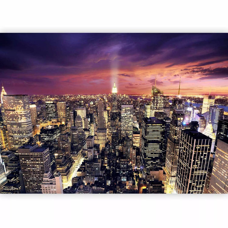 Wall Murals - Night architecture with illuminated skyscrapers - 61494 G-ART