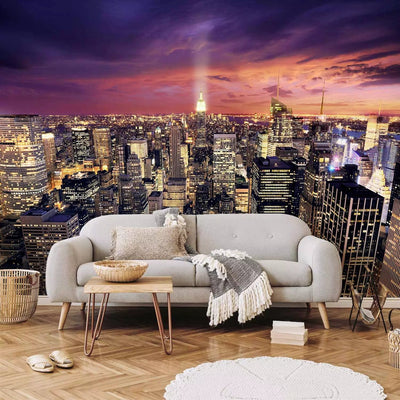 Wall Murals - Night architecture with illuminated skyscrapers - 61494 G-ART