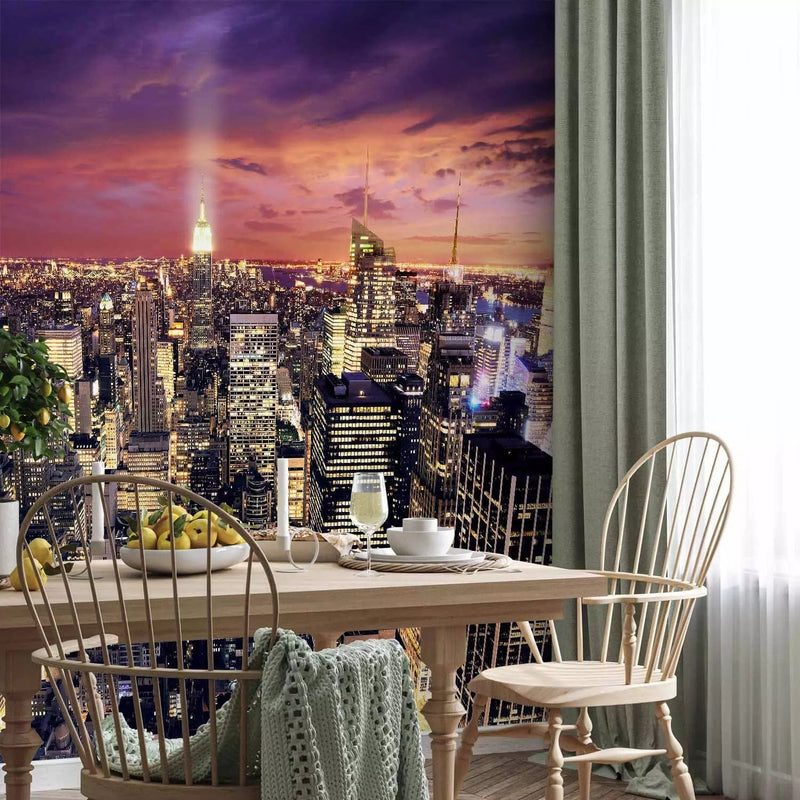 Wall Murals - Night architecture with illuminated skyscrapers - 61494 G-ART