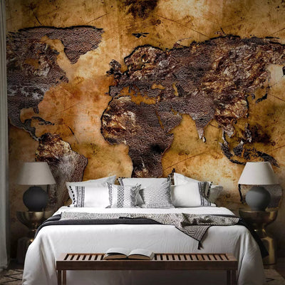 Wall Murals - Modern world map in brown color, 97071 G-ART