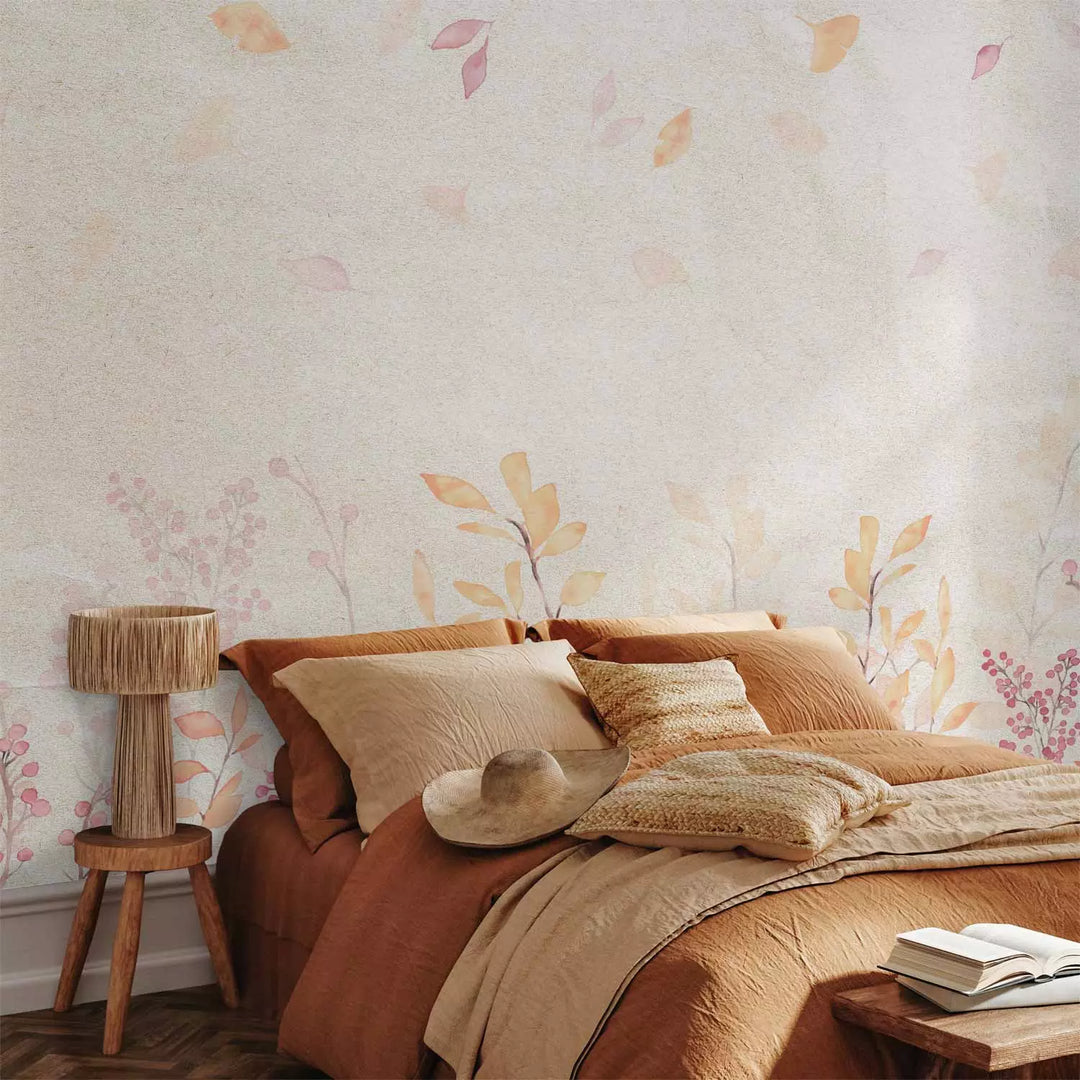 Fototapetes - Veģetācija pieklusinātās krāsās uz bēša fona - 151287 G-ART