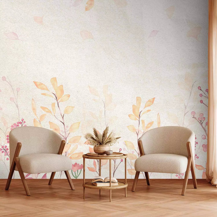 Fototapetes - Veģetācija pieklusinātās krāsās uz bēša fona - 151287 G-ART