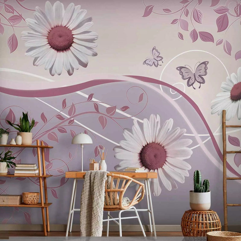 Wall Murals - Purple wallpapers with daisy, 60844 - Buy G -Art