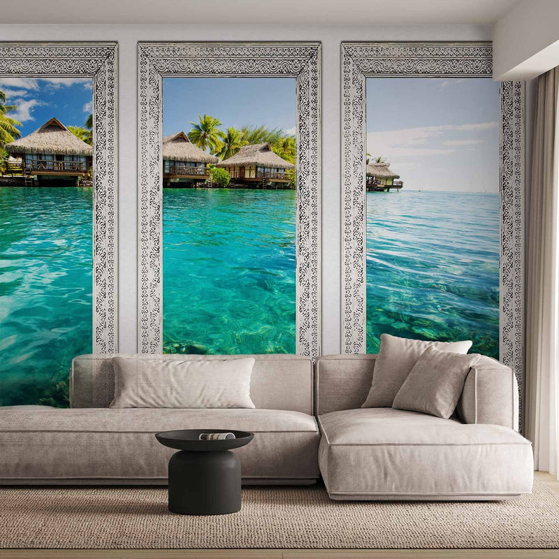 Wall Murals - Lonely Island - landscape with calm sea and palm trees, 61687 G-ART