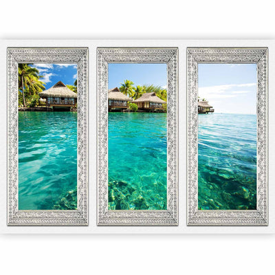 Fototapetes - Vientuļā sala - ainava ar klusu jūru un palmām, 61687 G-ART