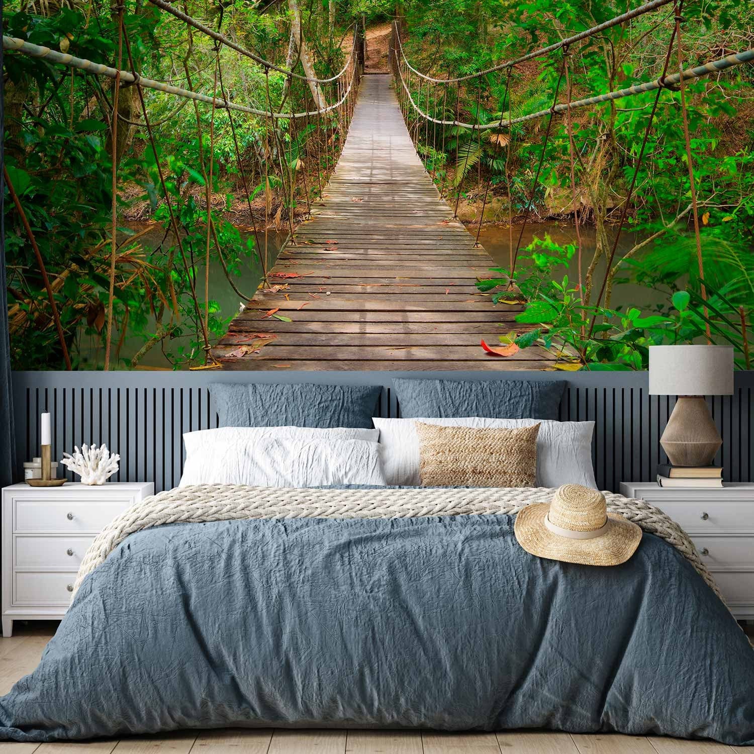 Fototapetes viesistabai  - daba zaļās krāsās - Koka tiltiņš - 60575  G-ART