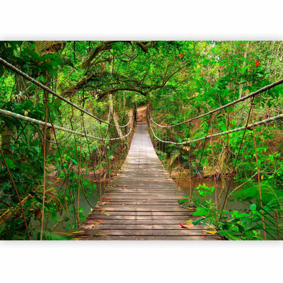 Wall Murals living room - nature in green - wooden bridge - 60575g -art