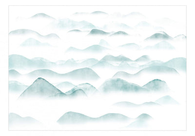 Fototapetes - Viļņi, kas atgādina miglā peldošus kalnus uz balta fona, 138329 G-ART