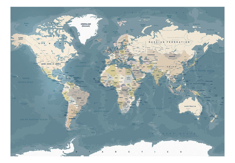 Fototapetes Vintaža pasaules karte, zilā un bēšā krāsā, 108271 G-ART