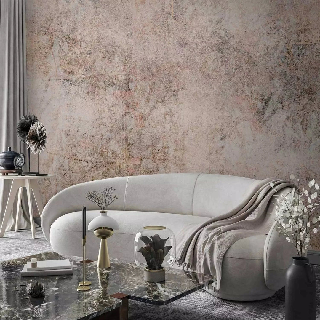 Fototapetes - Vintāžas ornaments siltos bēšos toņos - interjerā G-ART