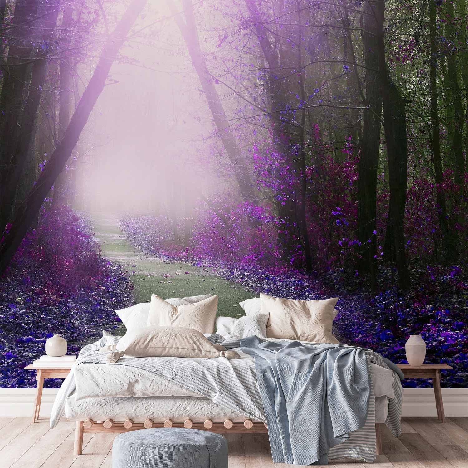 Fototapetes - Ainava ar ceļu, kas ved cauri mežam ar kokiem, 61858  G-ART