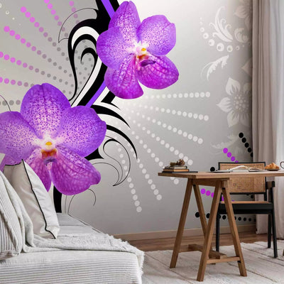 Wall Murals - Purple orchids on an abstract background - 97330G-ART