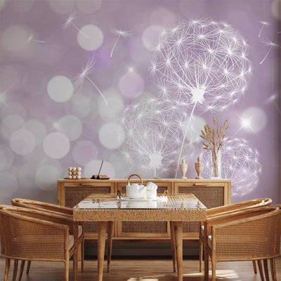 Wall Murals with dandelions - purple dandelions, 64617 g -art