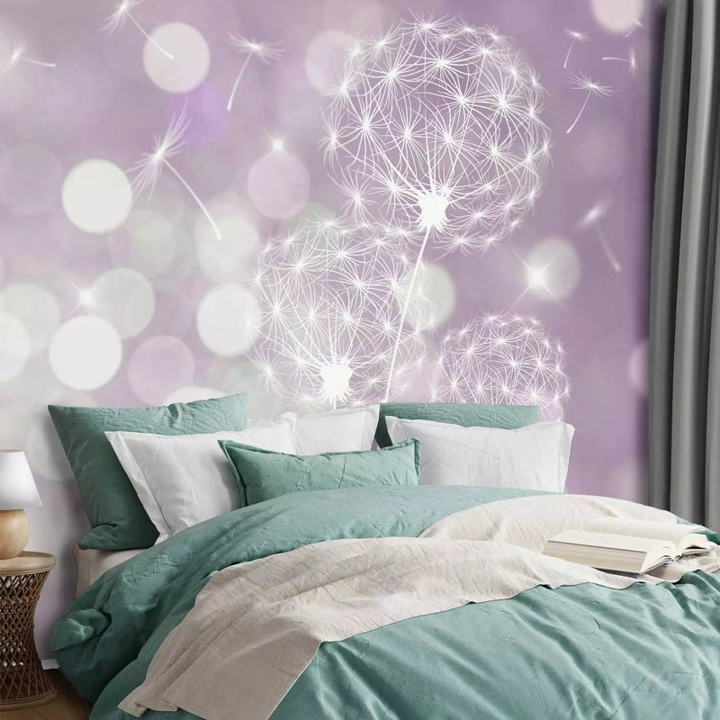 Wall Murals with dandelions - purple dandelions, 64617 g -art