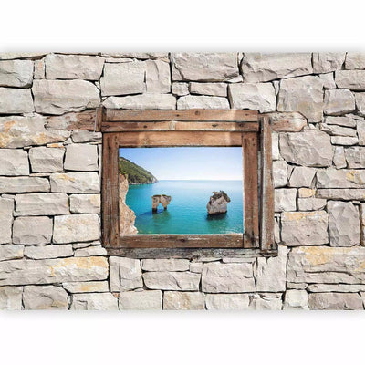 Wall Murals with stone wall and window - Zagares Bay, 96697G-ART