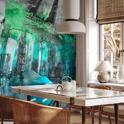 Wall Murals With Berlin's modern views in green, 88948g-art