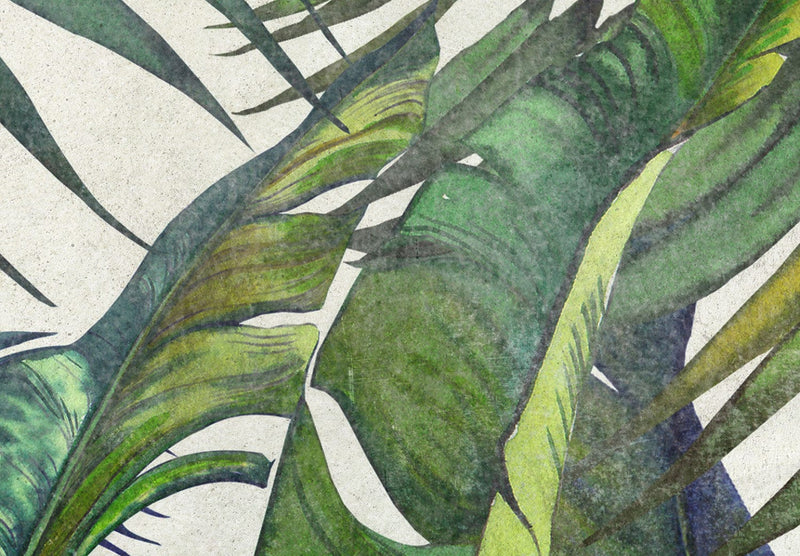 Fototapetes zaļos toņos ar tropiskām lapām- Savvaļas siena, 142994 G-ART