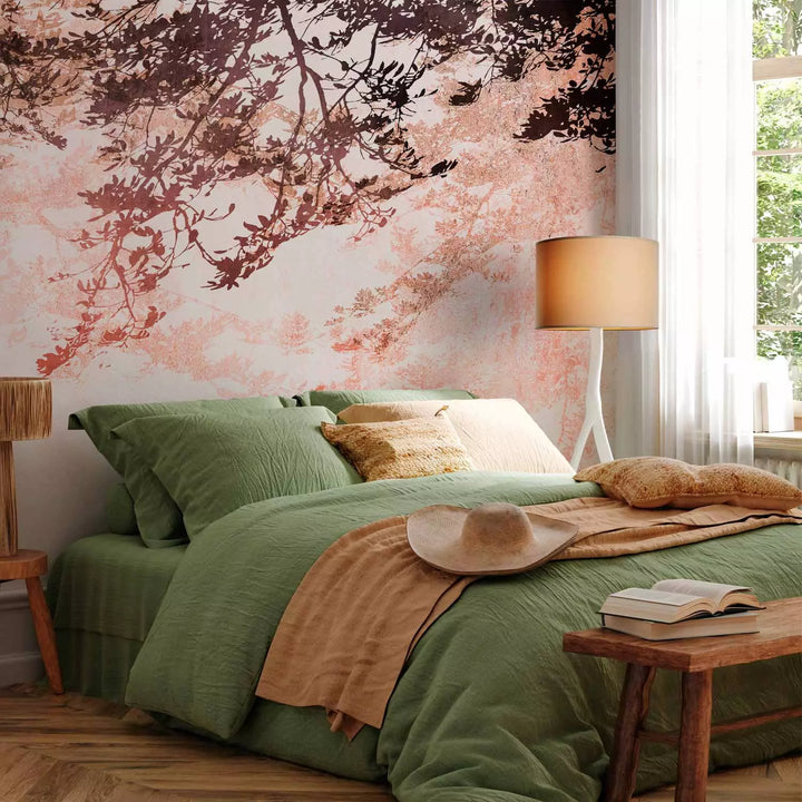 Fototapetes - Zari ar lapām uz gaiša fona, 148811, brūnos toņos G-ART