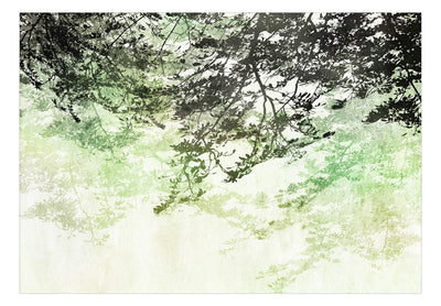 Fototapetes - Zari ar lapām uz gaiša fona, zaļos toņos, 148810 G-ART