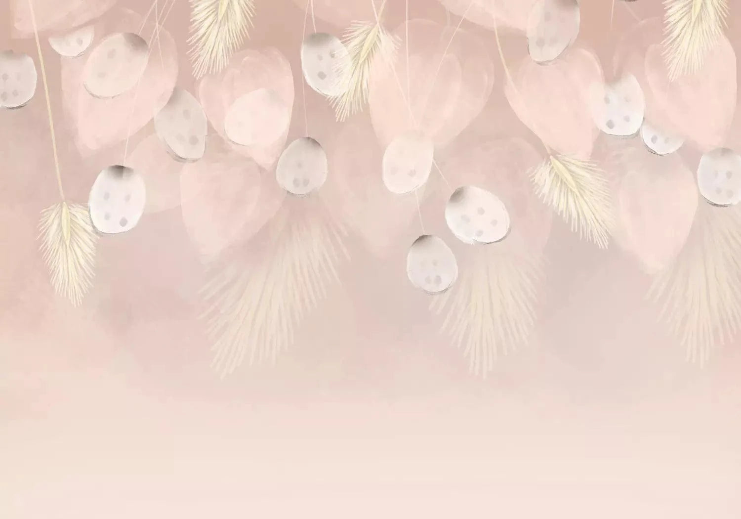 Fototapetes - Žāvēti piekārti ziedi pūderkrāsā - nestandarta izmēri G-ART