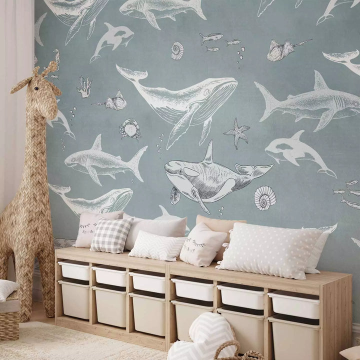 Fototapetes bērniem -  Zemūdens pasaule uz zila fona, 149200 G-ART