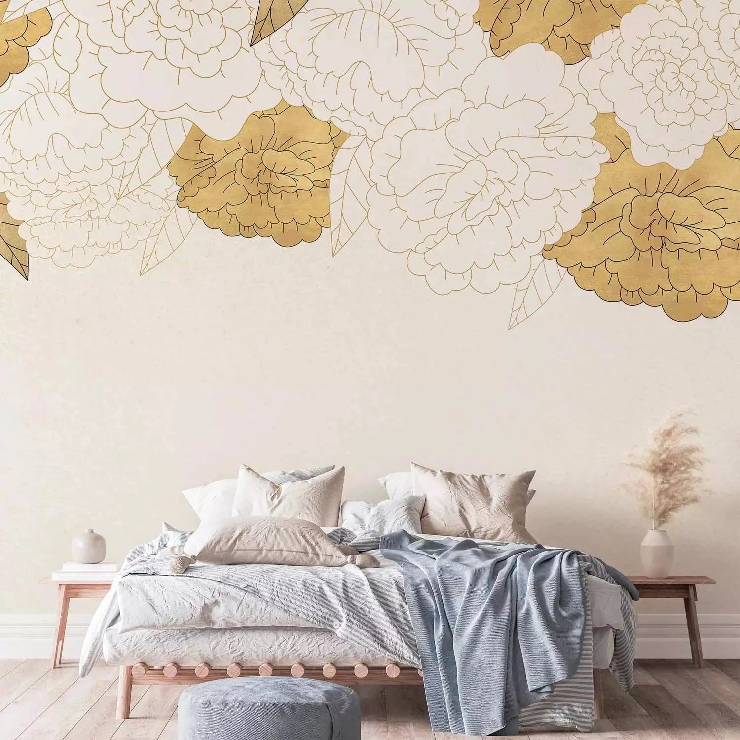 Fototapetes bērniem - Ziedošas peonijas (siltos mierīgos toņoa) G-ART