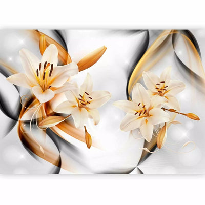 Wall Murals - Blooming lilies on an elegant gray background, 64177G-ART