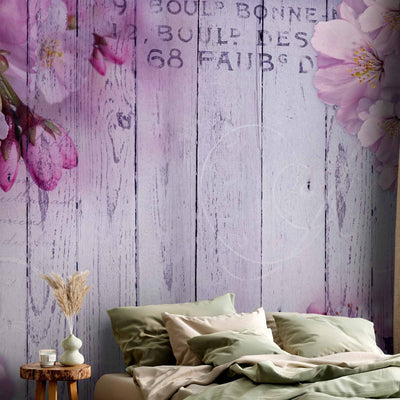 Wall Murals For the living room in purple - flowering apple flowers, 92991g -art