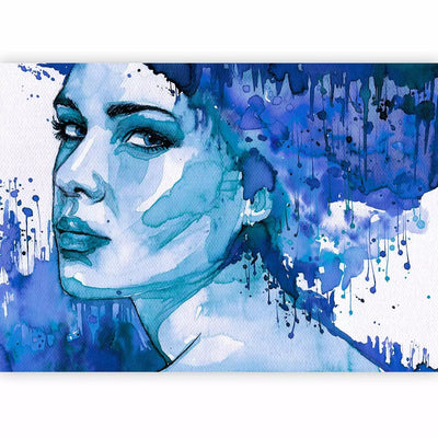 Wall Murals with water-based paint imitation in blue color - Blue Lady G-ART