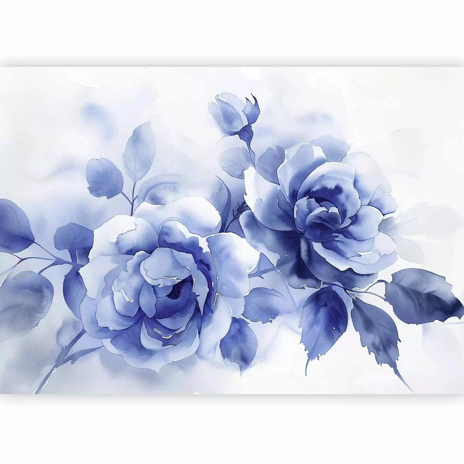 Fototapetes - Zilas rozes - akvareļkrāsas kompozīcija - guļamistabai G-ART