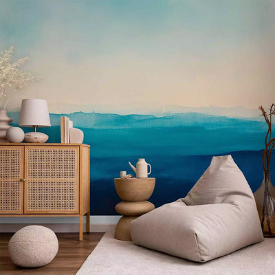 Wall Murals - Blue horizon - delicate landscape with layers of fog, 161101 G-ART