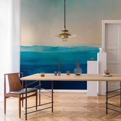 Wall Murals - Blue horizon - delicate landscape with layers of fog, 161101 G-ART