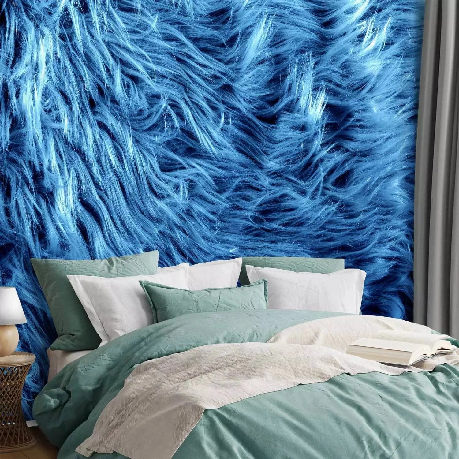 Pūkains mākslīgais tekstils zilā krāsā #539DD6 G-ART