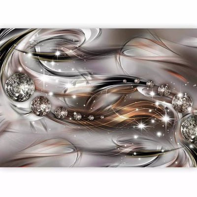 Fototapetes - abstraktie viļņi ar mirdzumu uz sudraba fona, 62101 G-ART