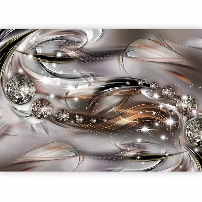 Wall Murals - abstract waves with glow on silver background, 62101 G-art