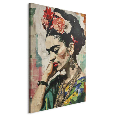 Frida Kahlo - krāsains sievietes portrets uz saplaisājušas sienas, 152218, XXL izmērs Tapetenshop.lv