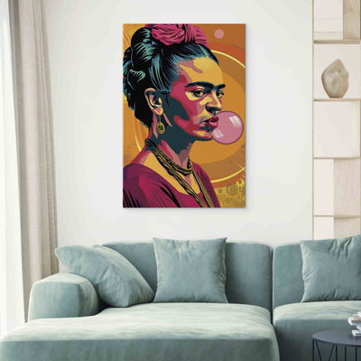 Frida Kahlo - sievietes portrets ar košļājamo gumiju popārta stilā, 152215, XXL izmērs G-ART