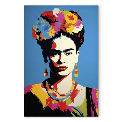 Frida Kahlo - sievietes portrets popārta stilā uz zila fona, 152234, XXL izmērs G-ART