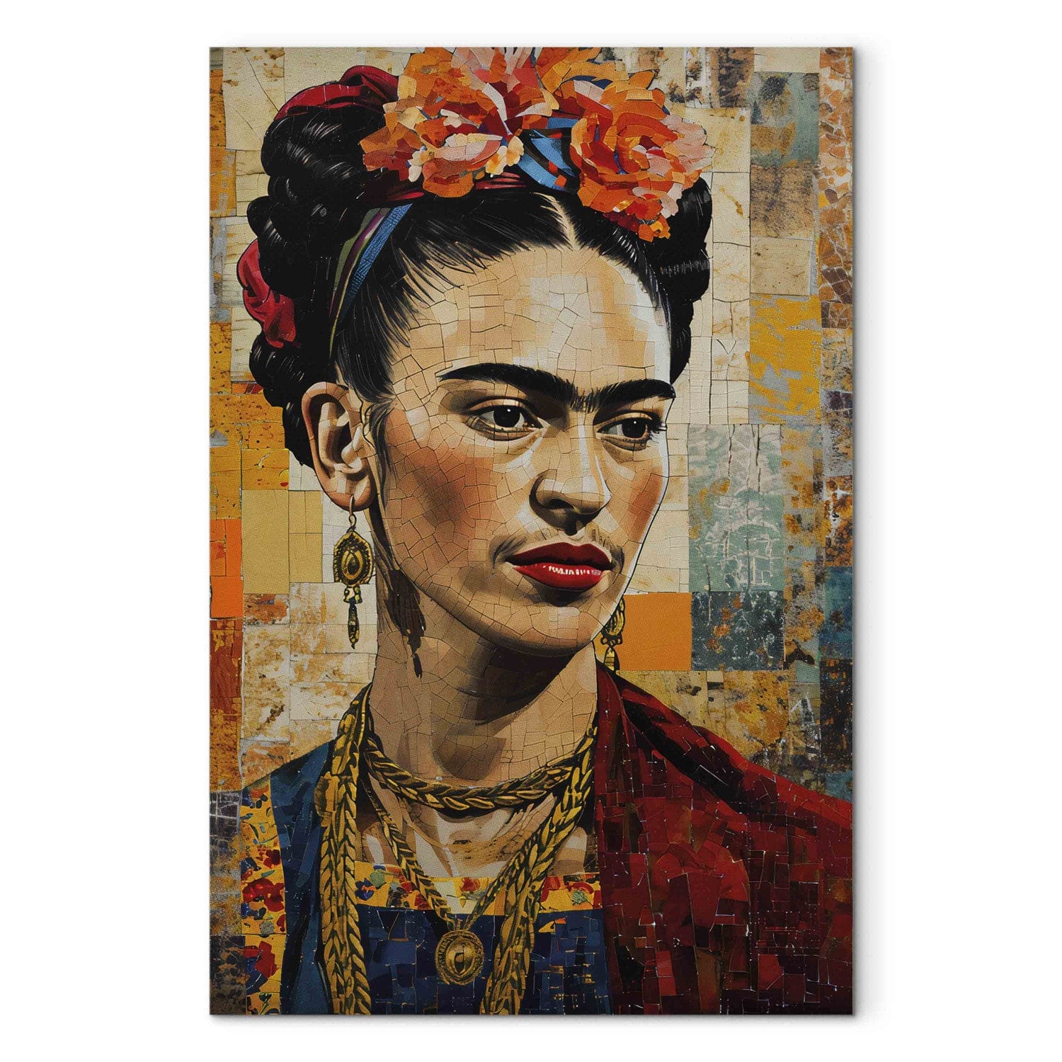 Frida Kalo - Portrets uz mozaīkas fona, Klimta stilā, 152207, lielformāta G-ART