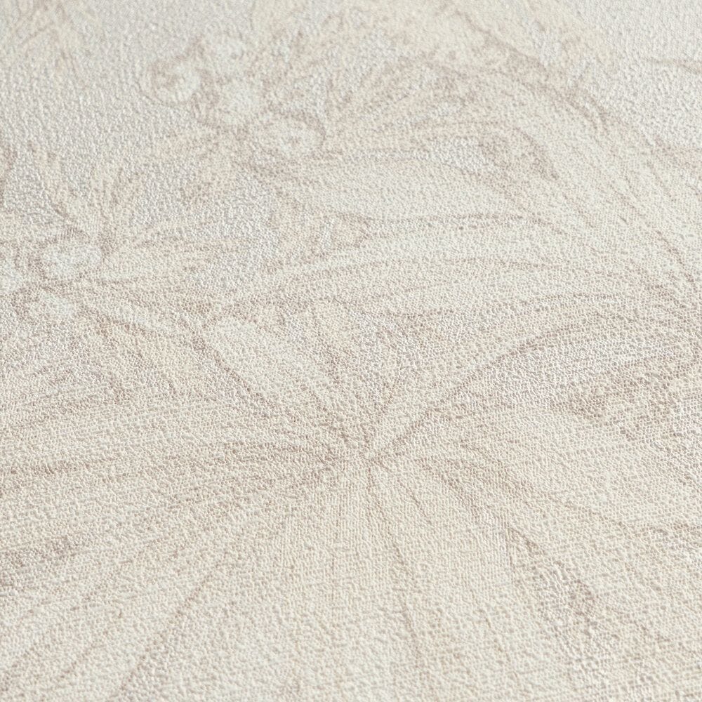 Light non-woven wallpaper with a matte botanical pattern and glossy background, 3007707