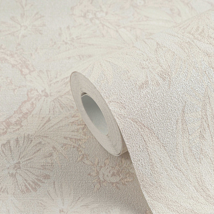Light non-woven wallpaper with a matte botanical pattern and glossy background, 3007707