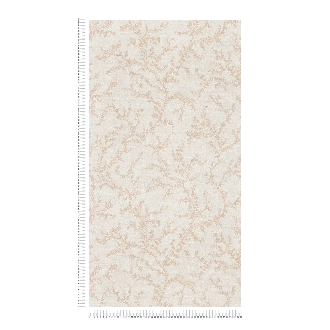 Tapetes ar filigrāniem zariem un tekstila virsmu – krēmkrāsā - 3010565 AS Creation