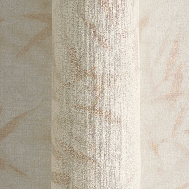 Light beige non-woven wallpaper with a botanical bamboo leaf pattern and slight gloss, 3007675