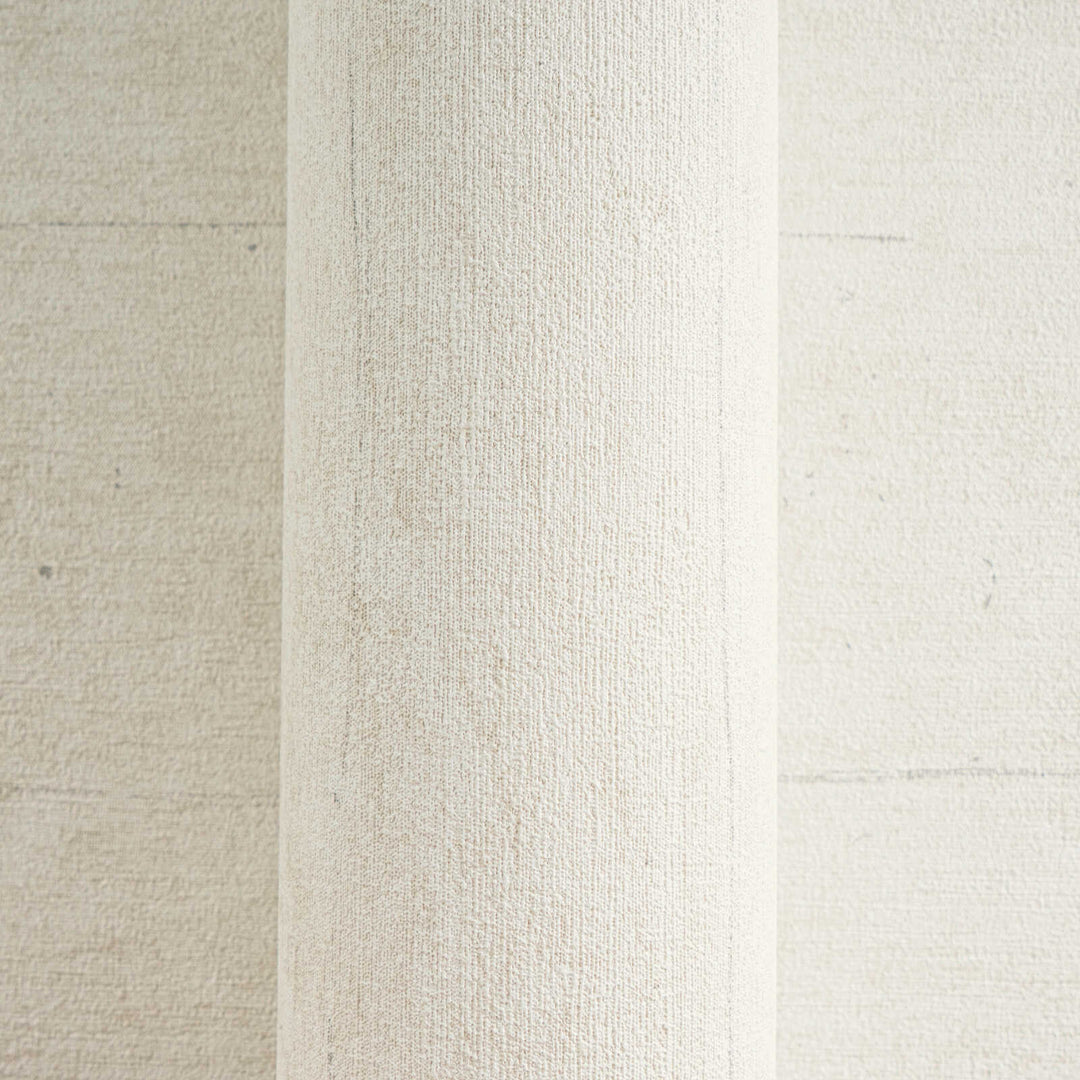 Light cream non-woven wallpaper with a linen texture and slight gloss, 3007721