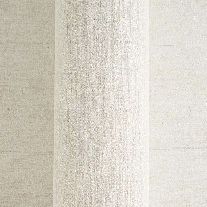 Light cream non-woven wallpaper with a linen texture and slight gloss, 3007721