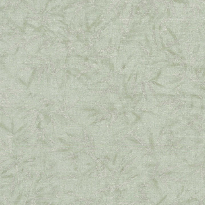 Light green wallpaper with a delicate bamboo leaf pattern, close-up