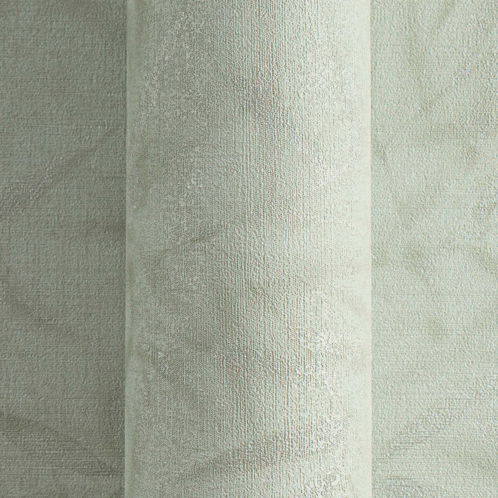 Light gray-green non-woven wallpaper with a bamboo leaf pattern and slight gloss, 3007700