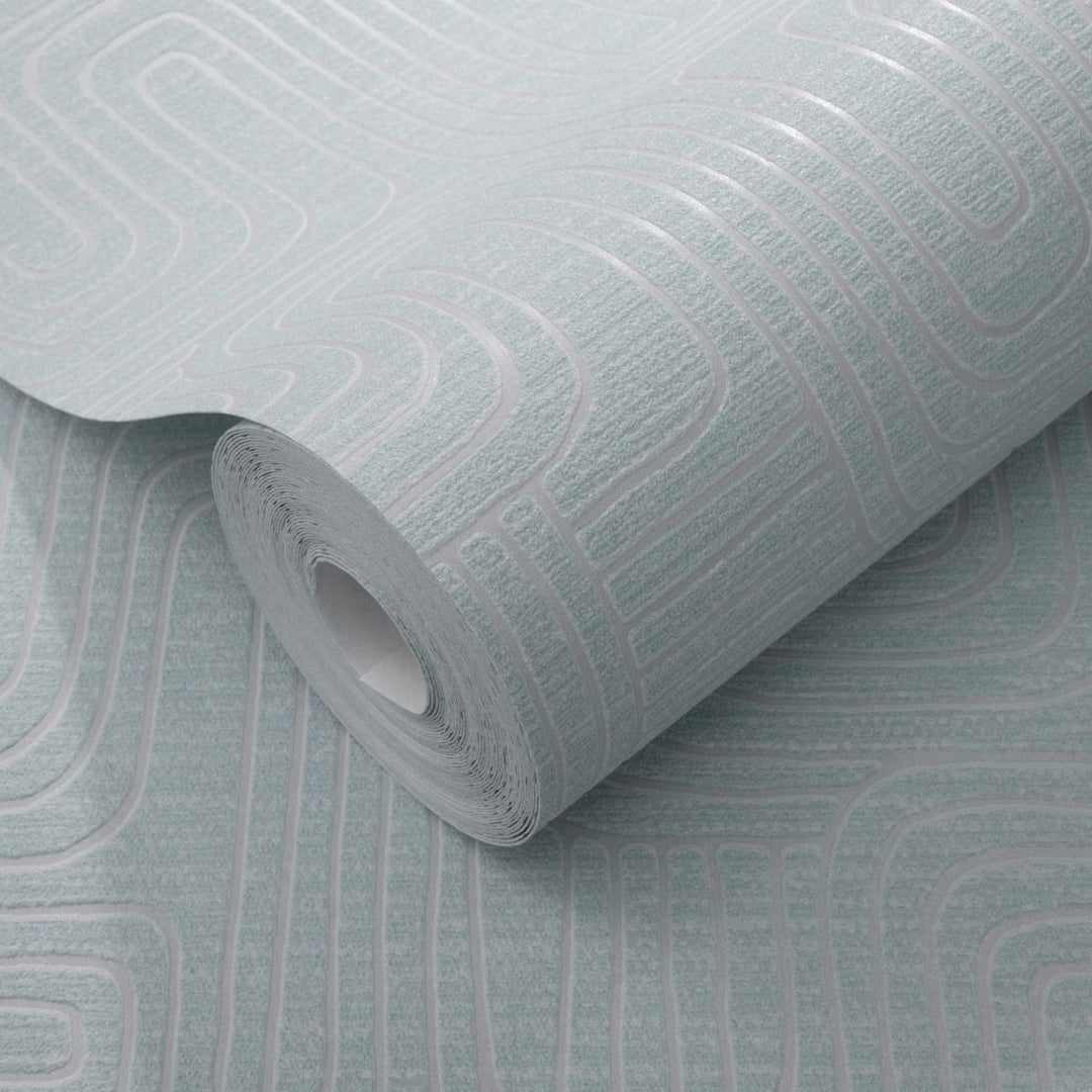 Light blue textured wallpaper with a geometric pattern and metallic sheen, 3773167